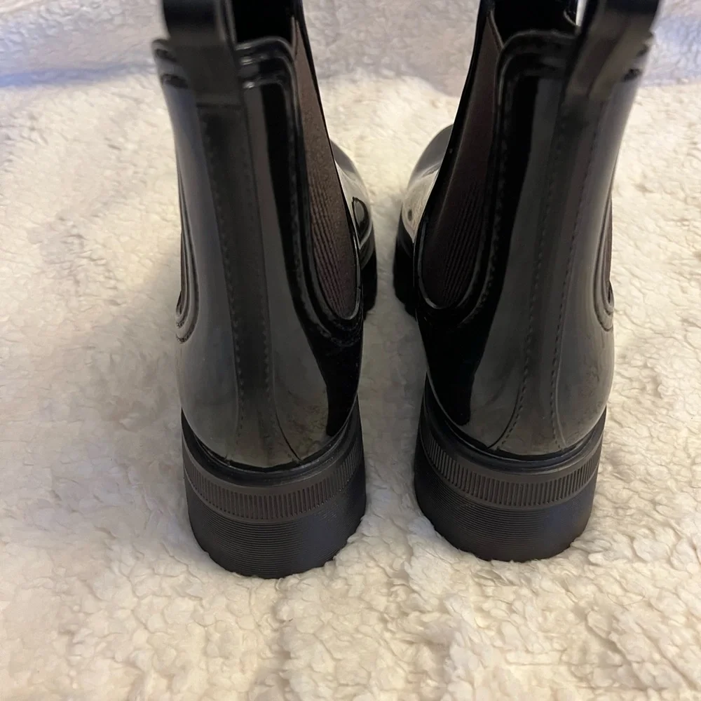 Dark Brown Women's Chelsea Rain Boots - Picture 3 of 5